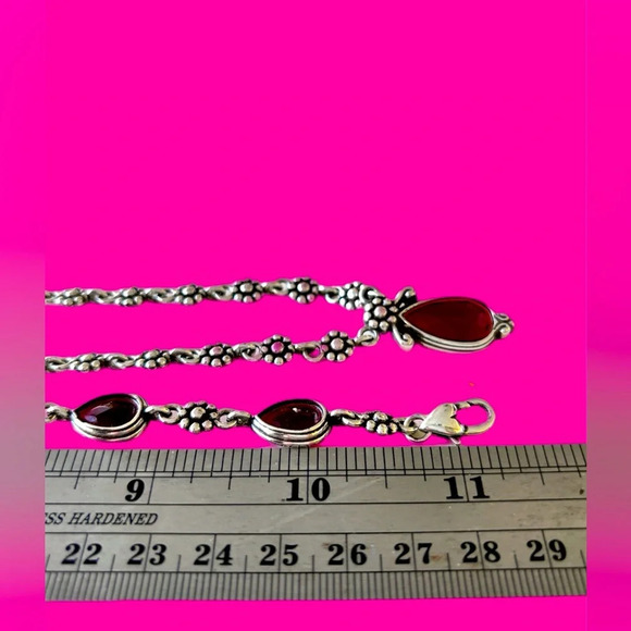 Brighton Silver Plated pink-red Glass Teardrop Charm Necklace / Bracelet Set. - Picture 9 of 11